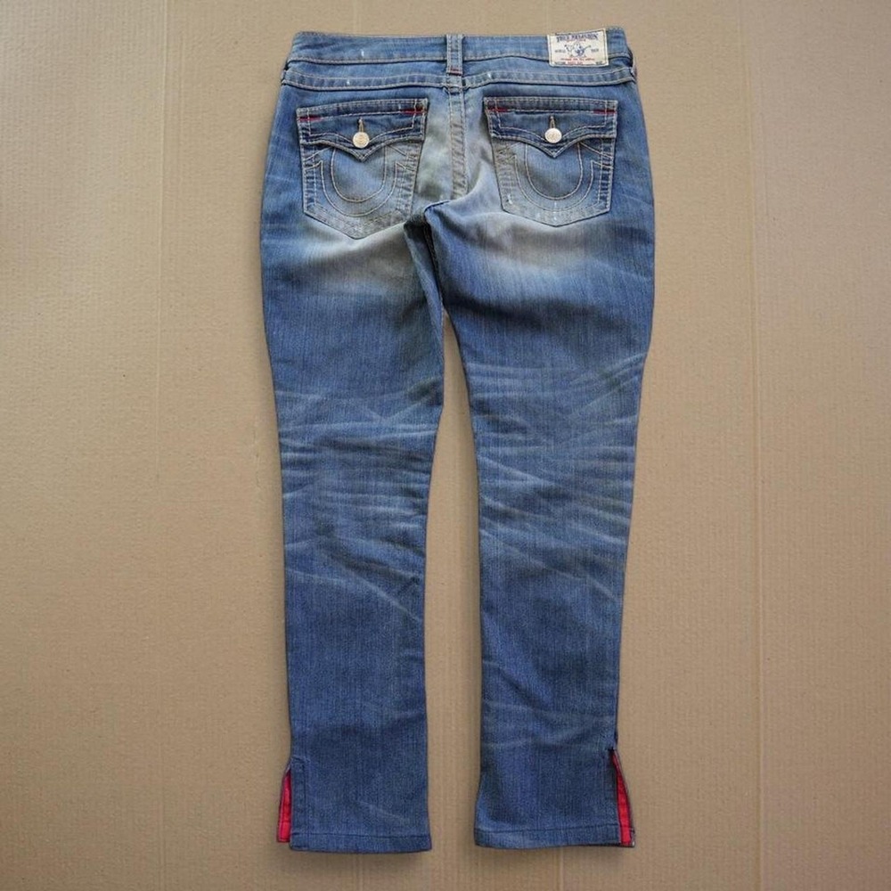 True Religion Big T Flap Jeans Men Sz 30 Medium Wash Bootcut Horseshoe Split Leg - Picture 1 of 7